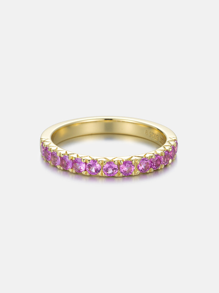 3mm Pink Gem Half Eternity Band Ring