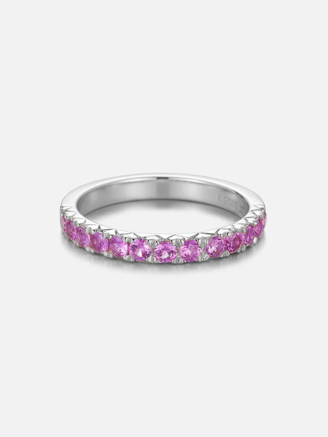 3mm Pink Gem Half Eternity Band Ring