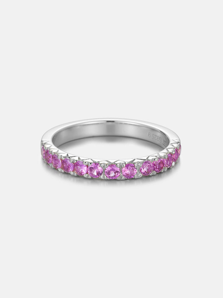 3mm Pink Gem Half Eternity Band Ring