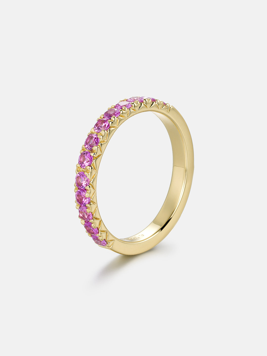 3mm Pink Gem Half Eternity Band Ring