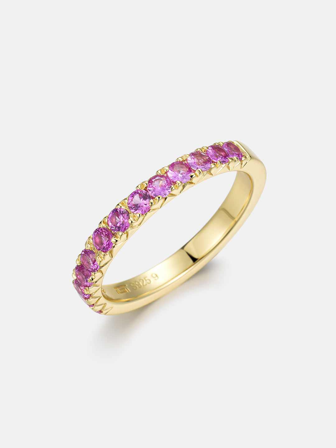 3mm Pink Gem Half Eternity Band Ring