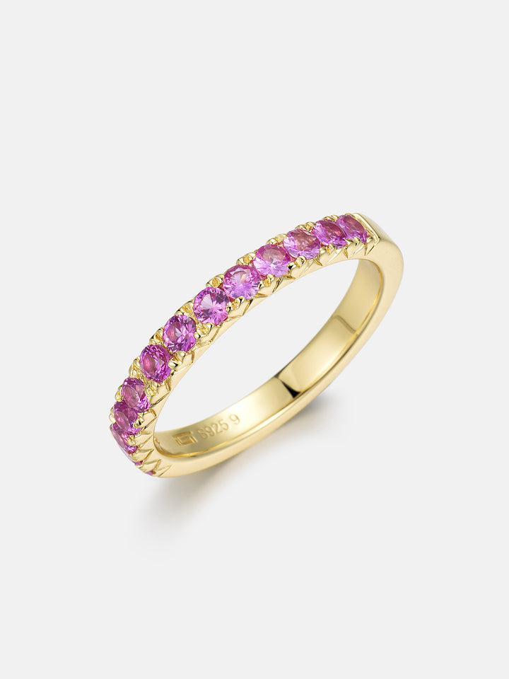3mm Pink Gem Half Eternity Band Ring