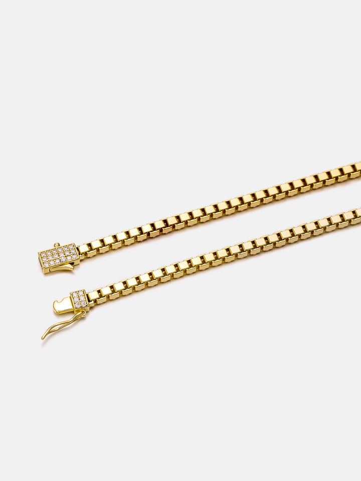 3mm Square Box Chain With Moissanite Clasp