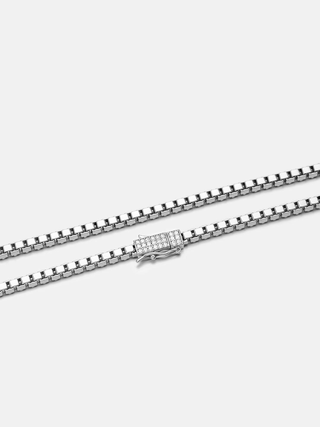 3mm Square Box Chain With Moissanite Clasp