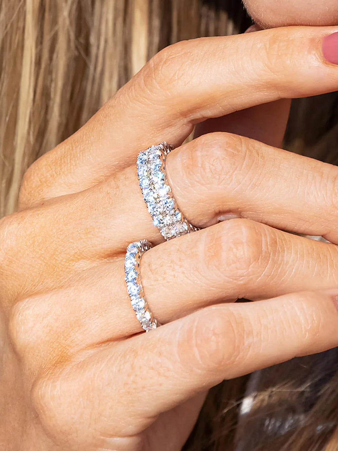 14K Solid Gold 3mm Moissanite Eternity Ring