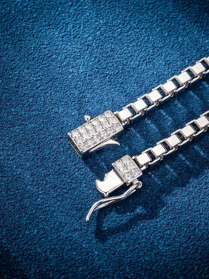 3mm Square Box Bracelet With Moissanite Clasp