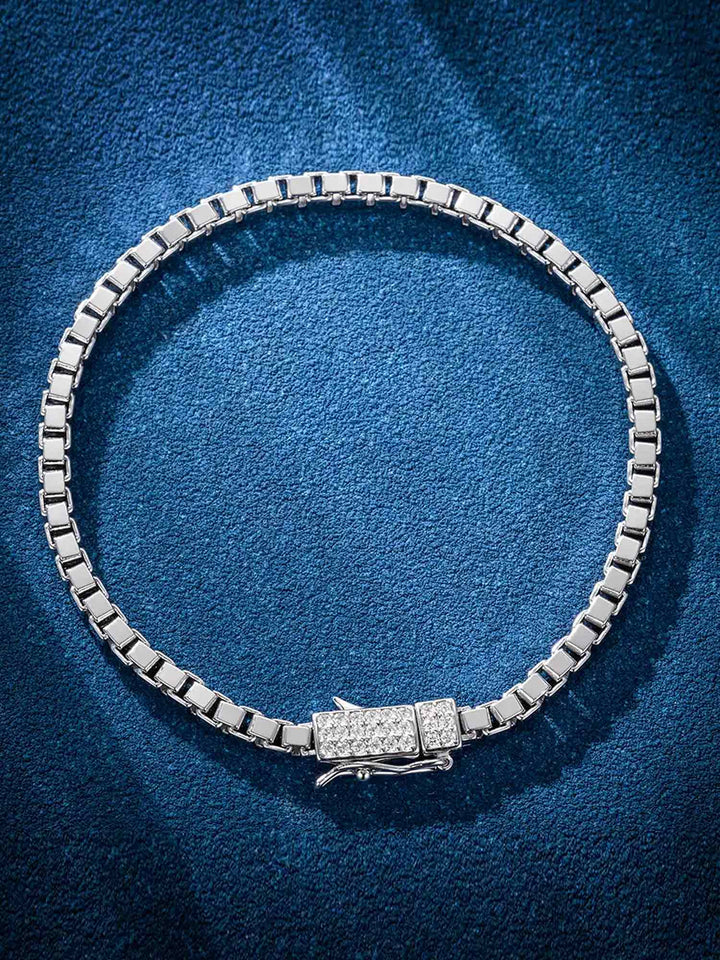 3mm Square Box Bracelet With Moissanite Clasp