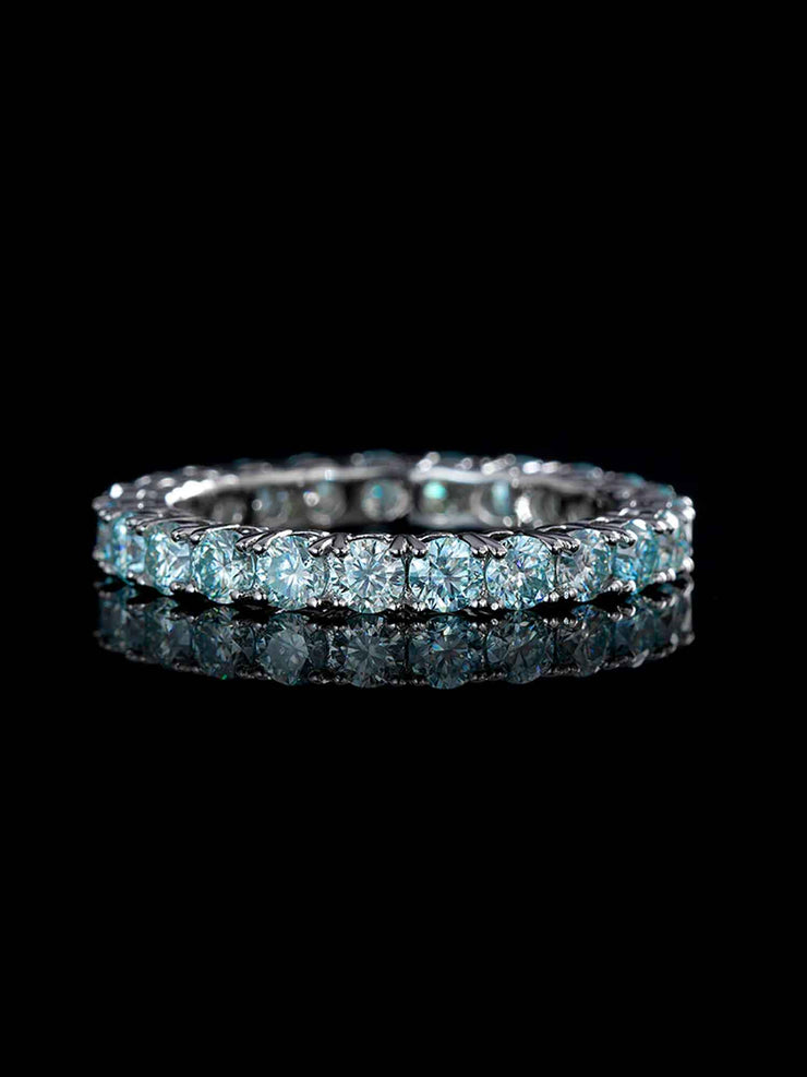 3mm Blue Moissanite Eternity Ring