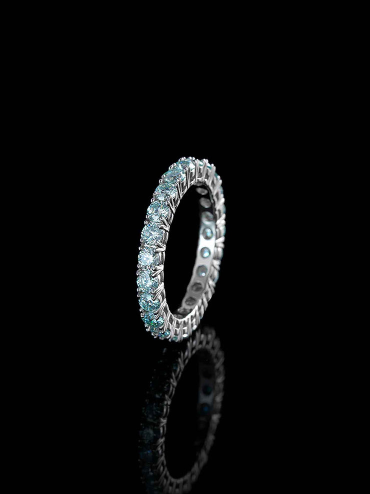 3mm Blue Moissanite Eternity Ring