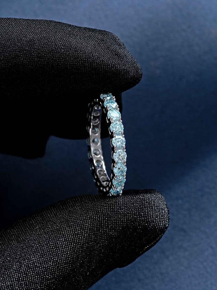 3mm Blue Moissanite Eternity Ring