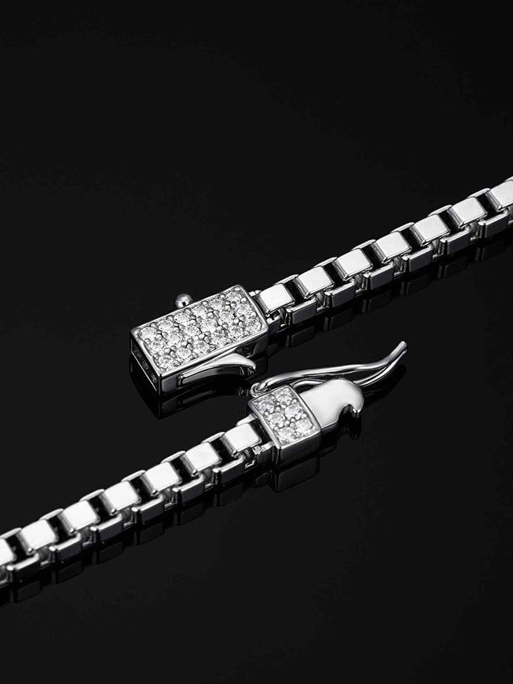 3mm Square Box Bracelet With Moissanite Clasp