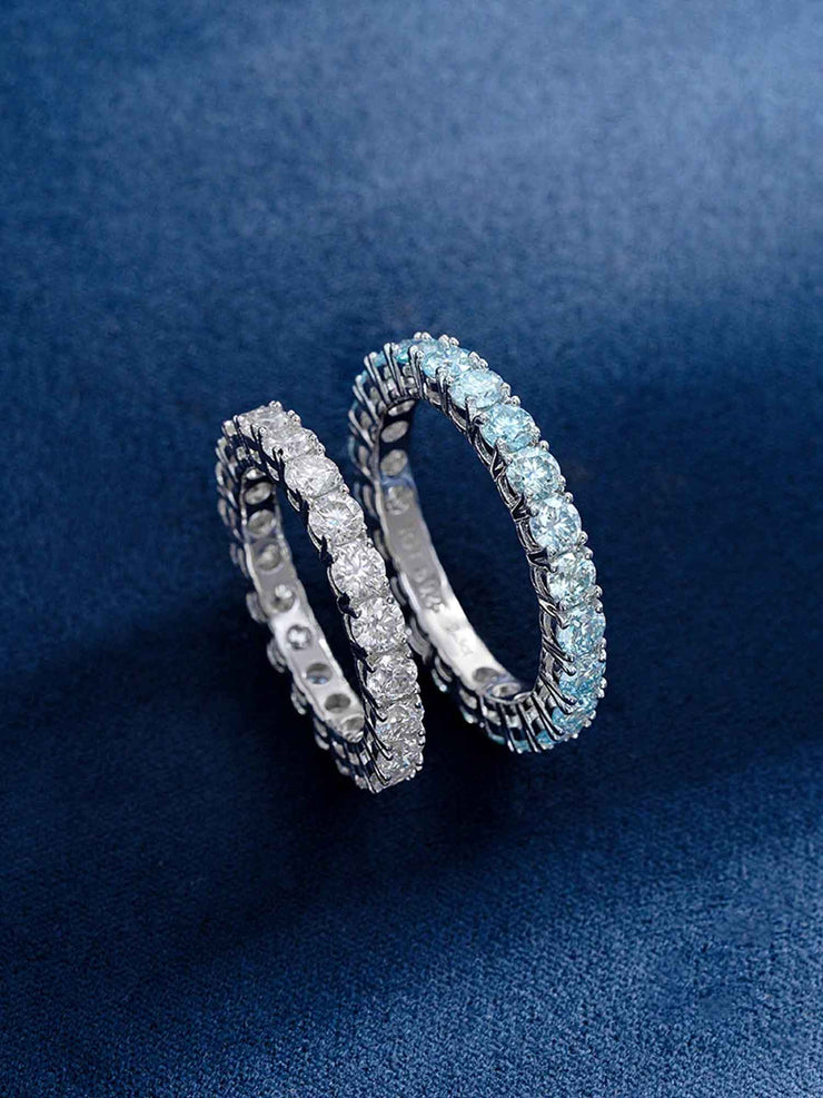 3mm Blue Moissanite Eternity Ring