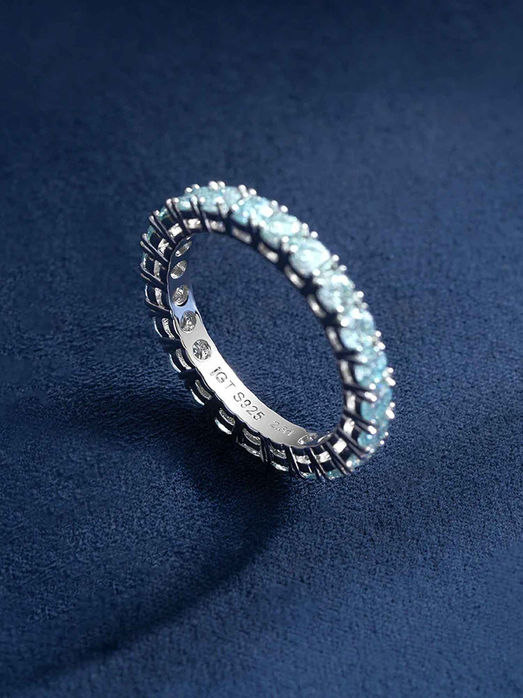 3mm Blue Moissanite Eternity Ring