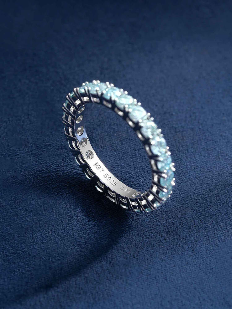 3mm Blue Moissanite Eternity Ring