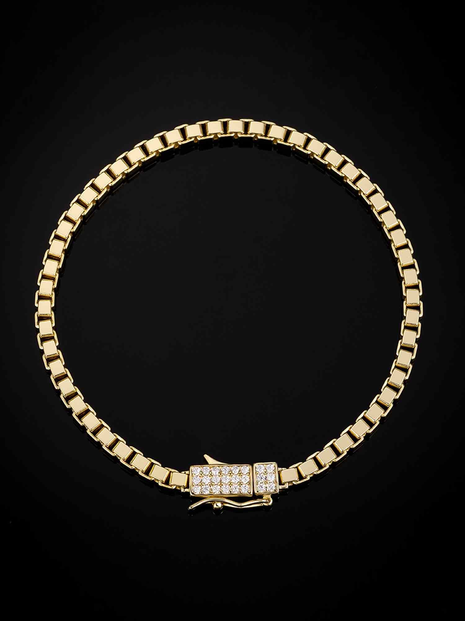 3mm Square Box Bracelet With Moissanite Clasp