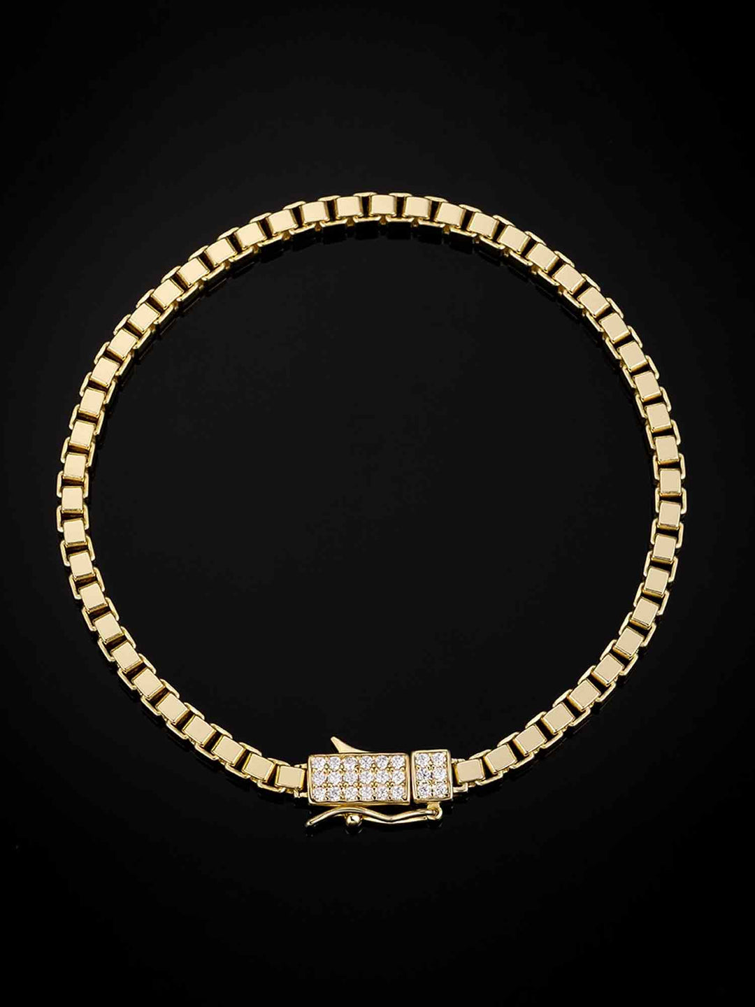 3mm Square Box Bracelet With Moissanite Clasp