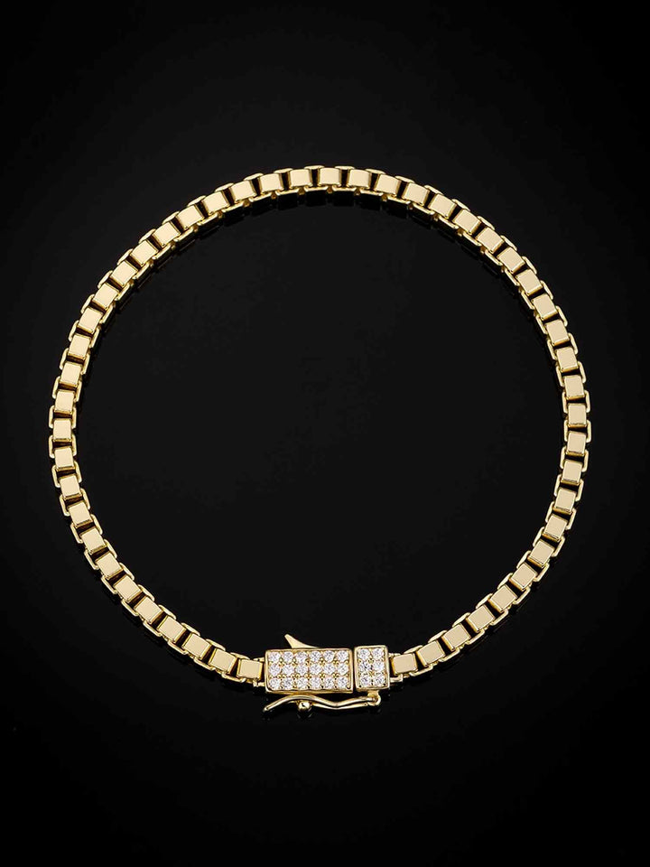 3mm Square Box Bracelet With Moissanite Clasp