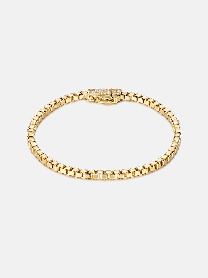 3mm Square Box Bracelet With Moissanite Clasp