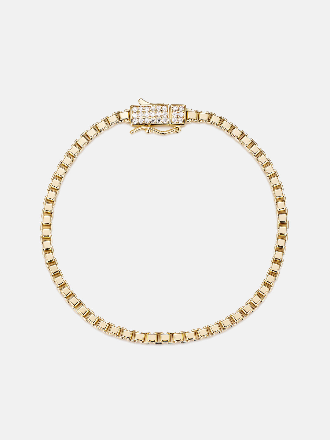 3mm Square Box Bracelet With Moissanite Clasp