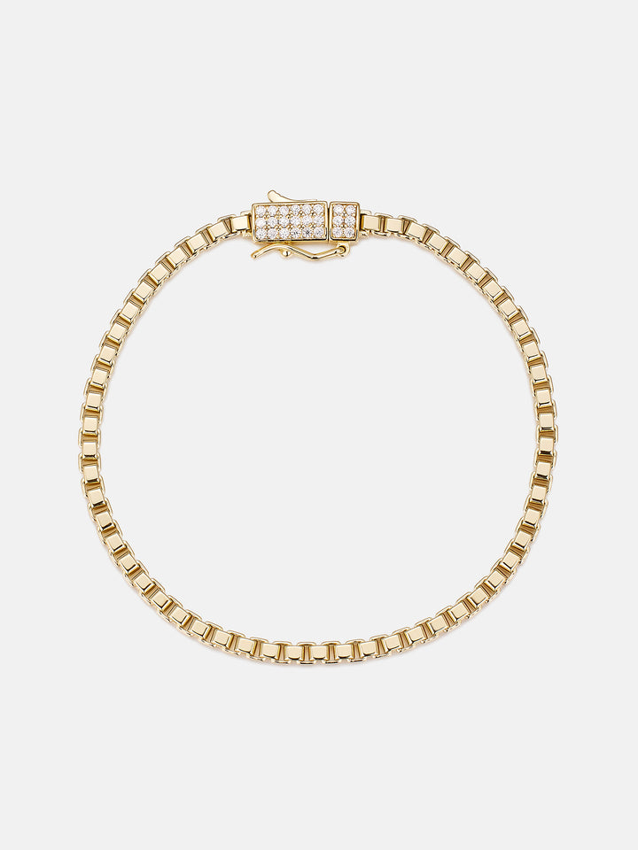 3mm Square Box Bracelet With Moissanite Clasp