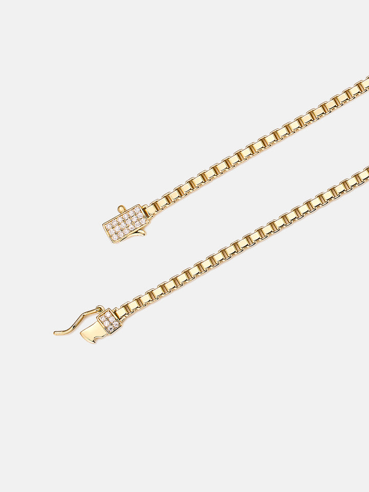 3mm Square Box Bracelet With Moissanite Clasp