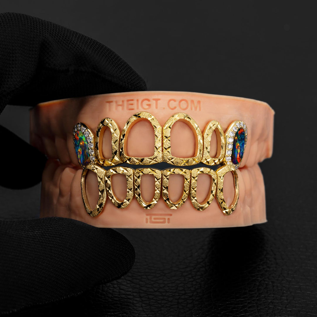 Open Face With Opal Fangs Grillz