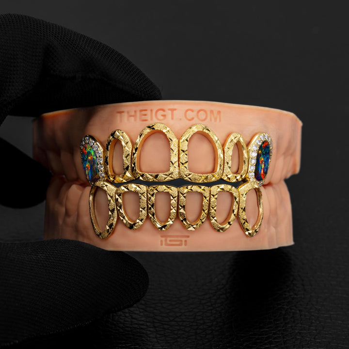 Open Face With Opal Fangs Grillz