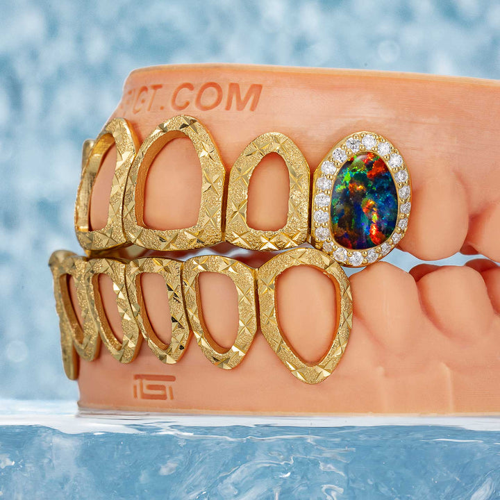 Open Face With Opal Fangs Grillz