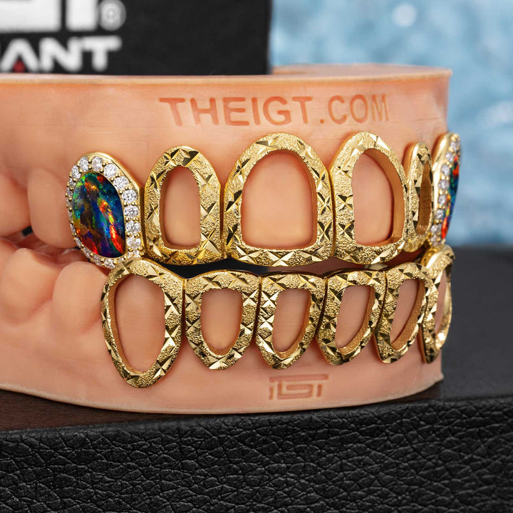 Open Face With Opal Fangs Grillz