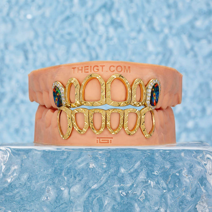 Open Face With Opal Fangs Grillz
