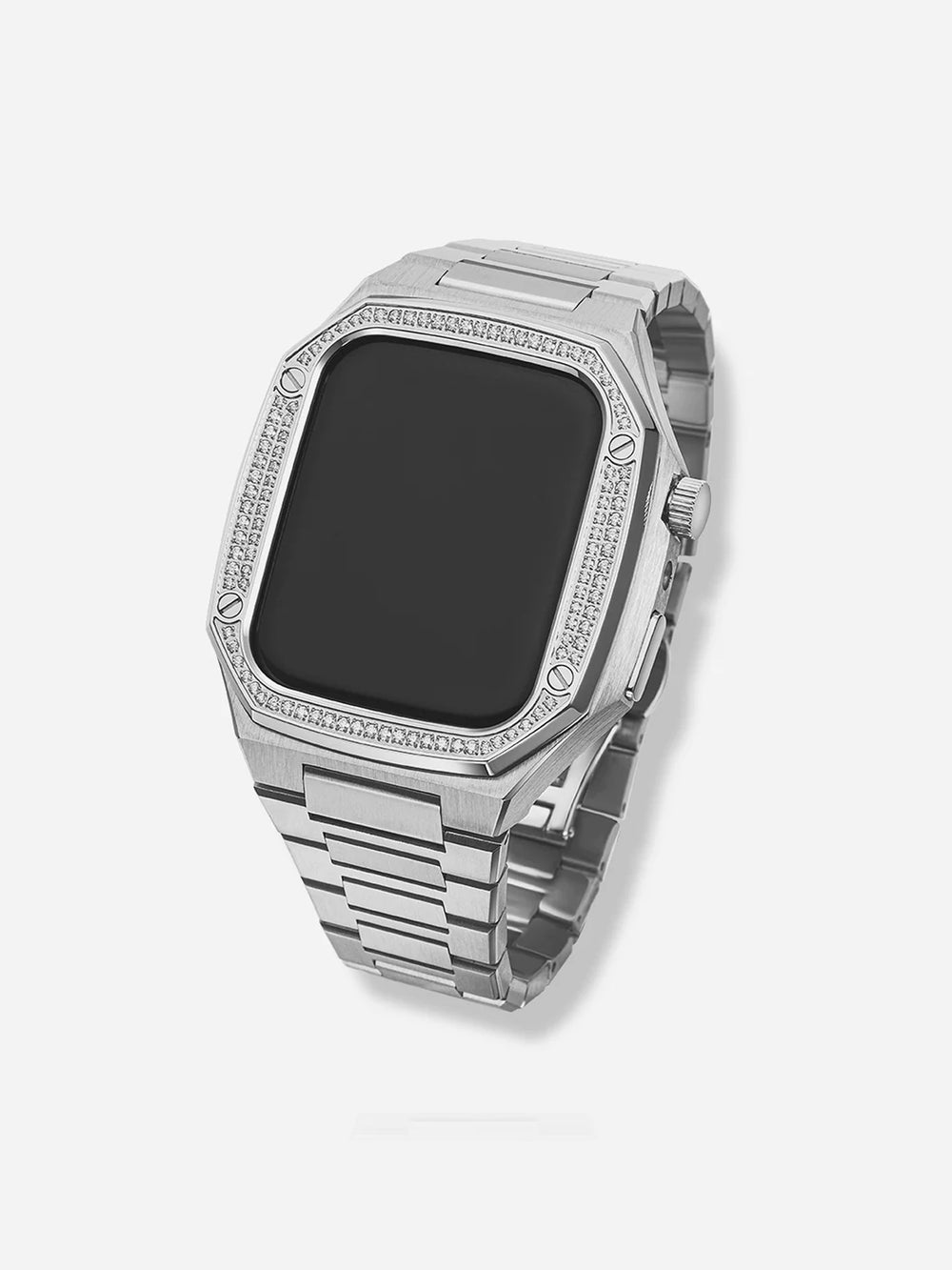 41mm/ 44mm/ 45mm Moissanite Apple Watch Case With Stainless Steel Band