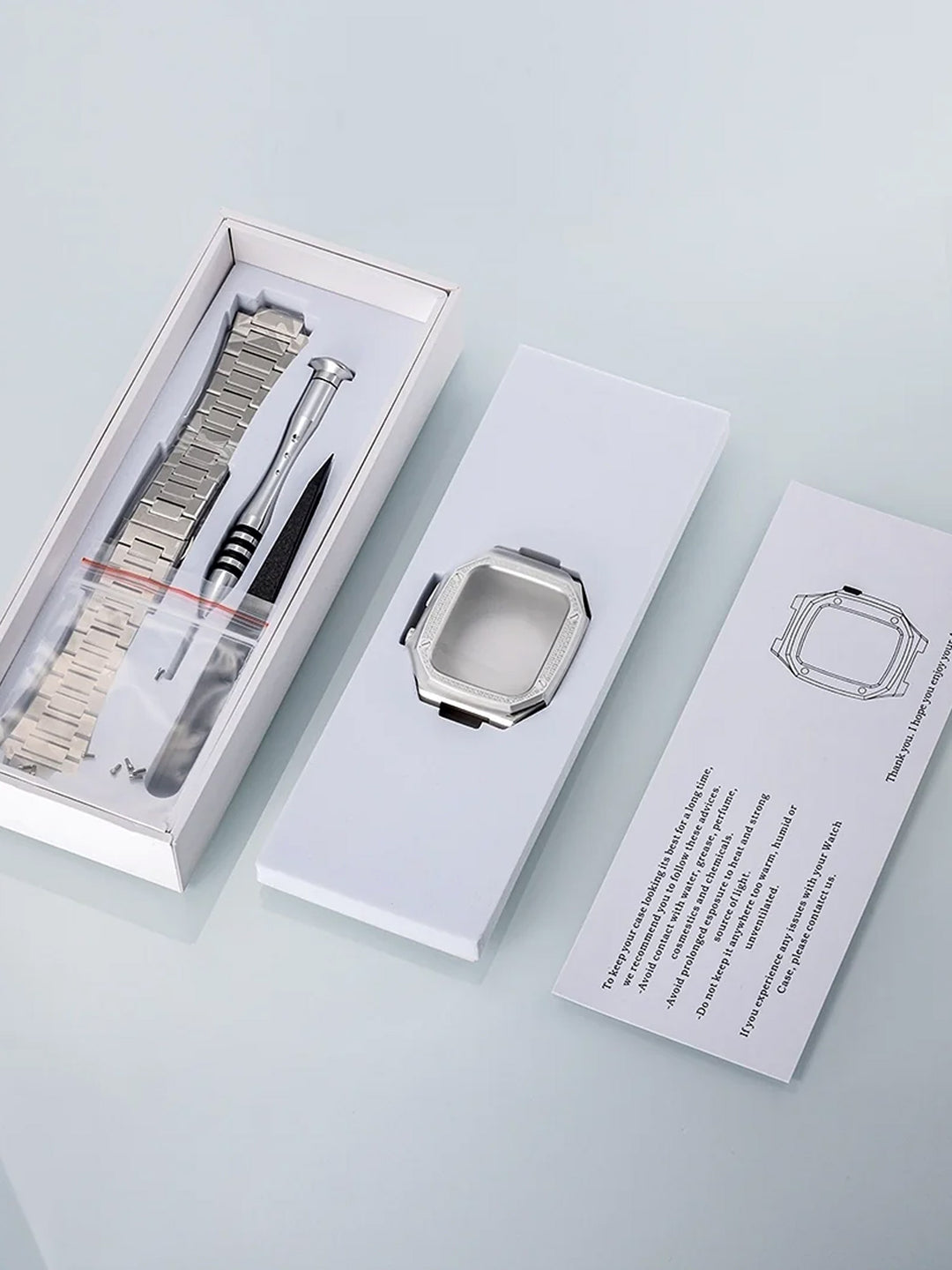 41mm/ 44mm/ 45mm Moissanite Apple Watch Case With Stainless Steel Band