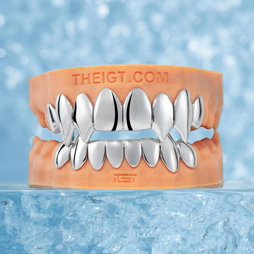 Full Vampire Polished Gold Grillz - Own the Night with Sharp Fangs