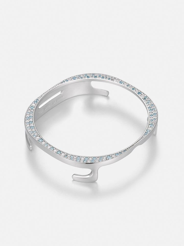 46mm Blue & White Moissanite Bezel Case for Galaxy Watch 8 Classic