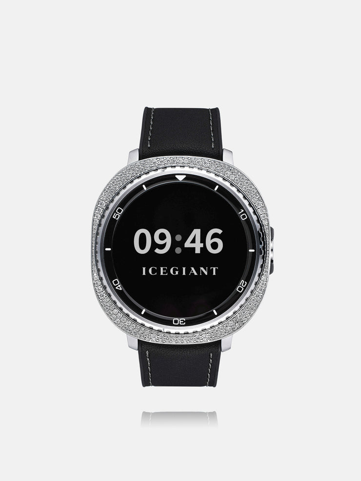 46mm Silver Moissanite Bezel Case Cover For Galaxy Watch8 Classic