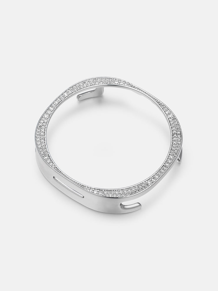 46mm Silver Moissanite Bezel Case Cover For Galaxy Watch8 Classic