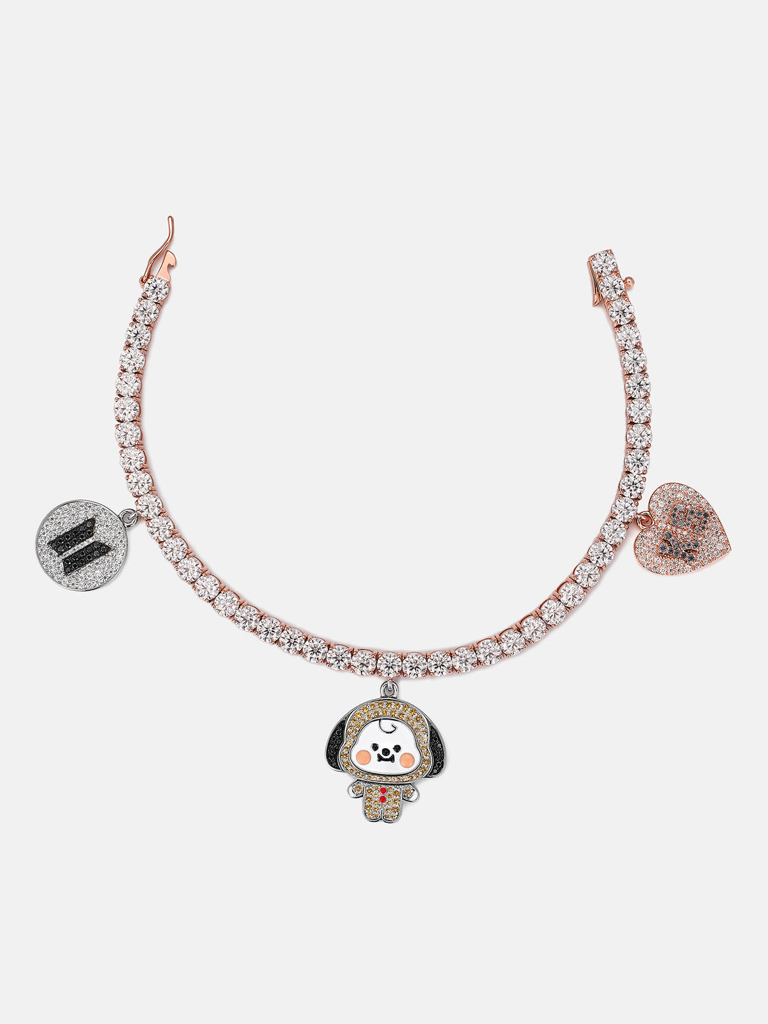 4MM Moissanite Tennis Bracelet With Colored Iced Charms