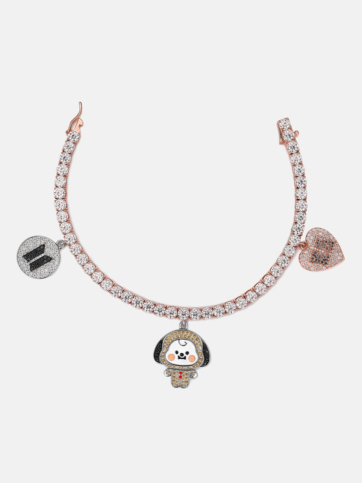 4MM Moissanite Tennis Bracelet With Colored Iced Charms