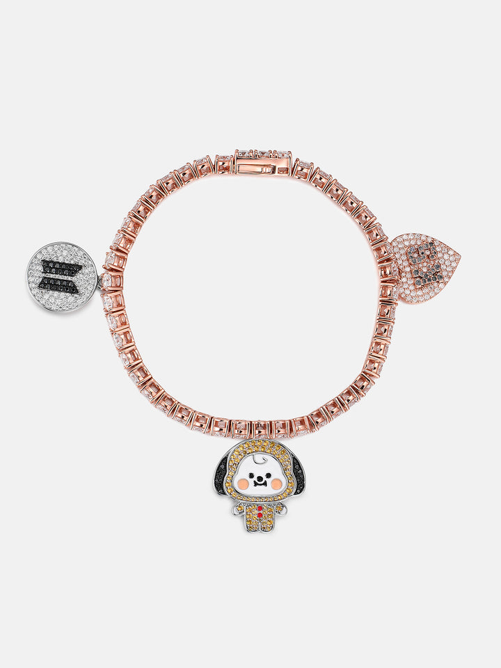 4MM Moissanite Tennis Bracelet With Colored Iced Charms