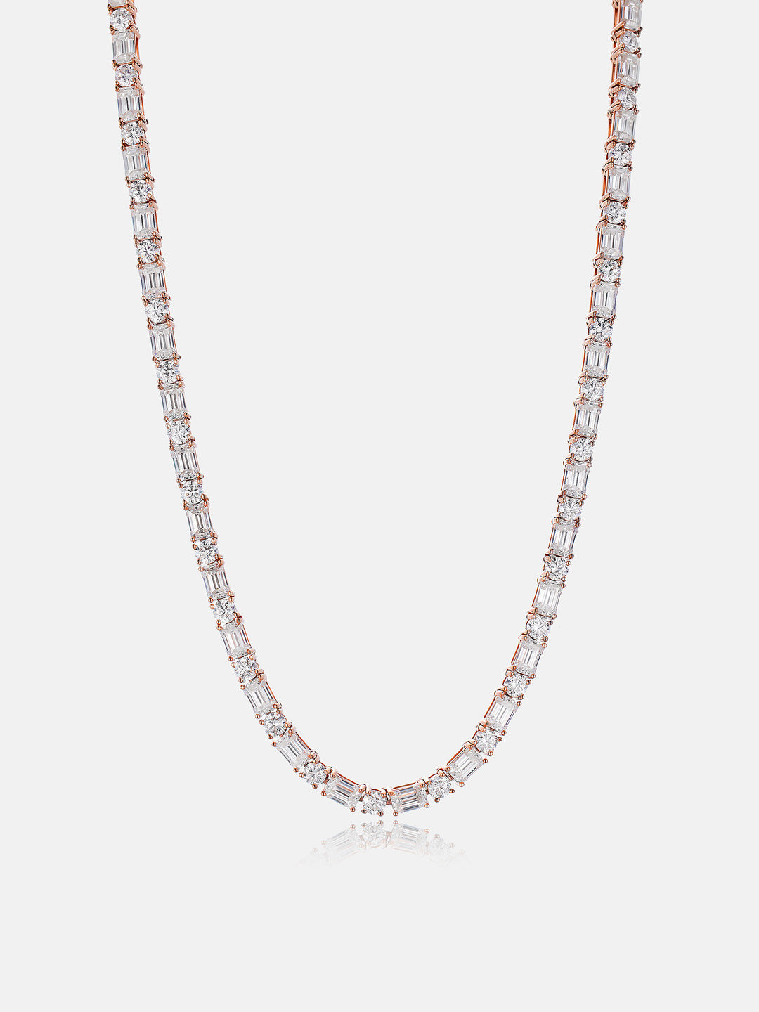 4MM Mossianite Emerald & Round Cut Tennis Chain