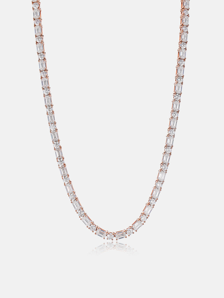 4MM Mossianite Emerald & Round Cut Tennis Chain