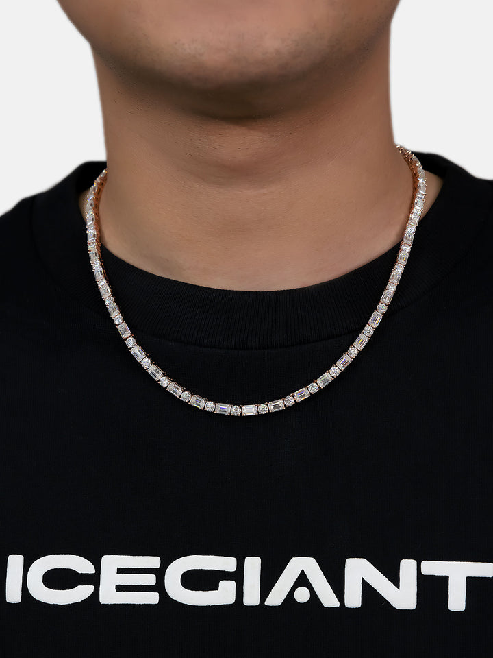 4MM Mossianite Emerald & Round Cut Tennis Chain