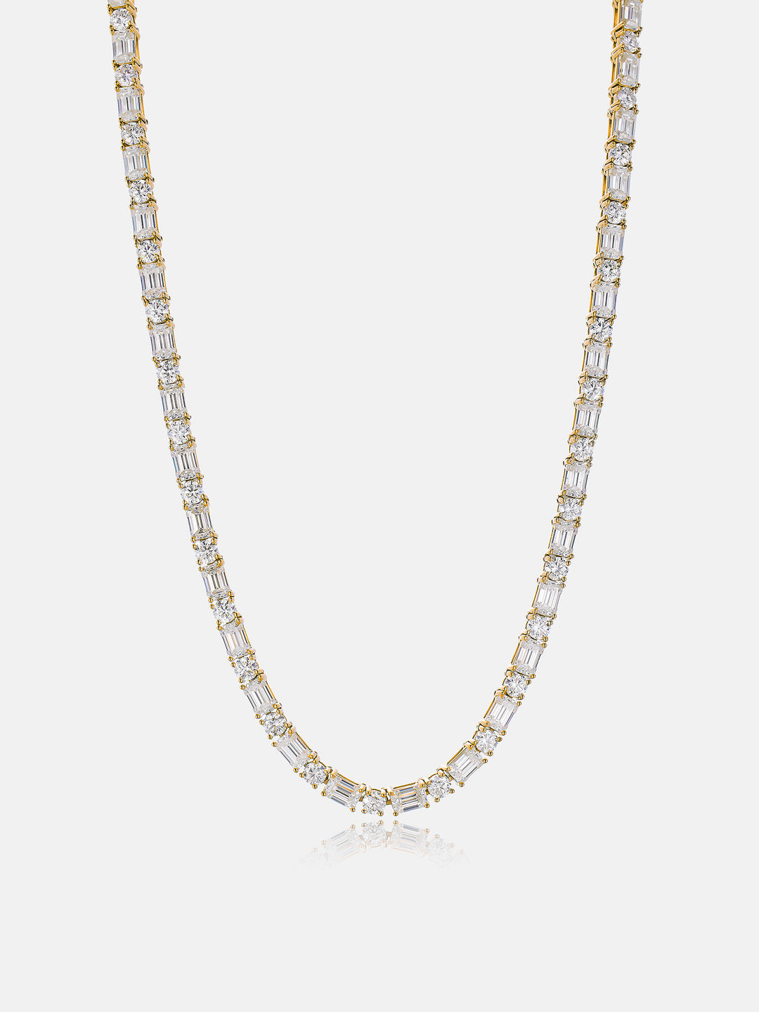 4MM Mossianite Emerald & Round Cut Tennis Chain