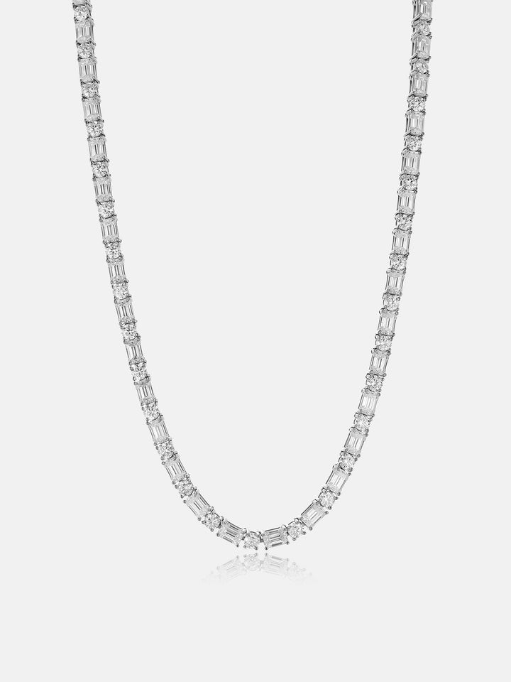 4MM Mossianite Emerald & Round Cut Tennis Chain