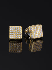 Pack White / Yellow Gold  Pave Square Earrings