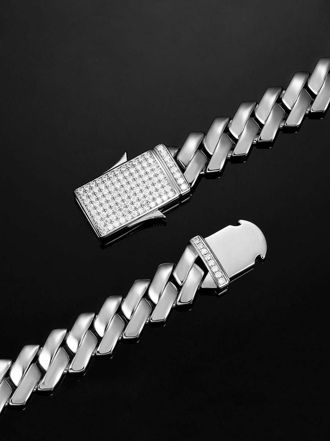 Made To Order 12mm Plain Prong Link Chain with Iced Clasp