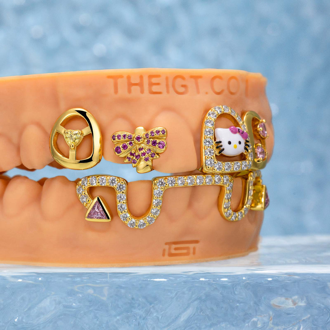 Top Opal W Bunny Tail Bar Grillz