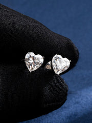 S925 Moissanite Heart Shaped Stud Earrings - 2 Carat Total