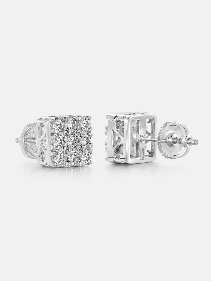 Square Mosaic Set Moissanite Earrings
