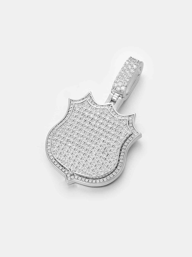 925 Sterling Silver Moissanite Shield Pendant